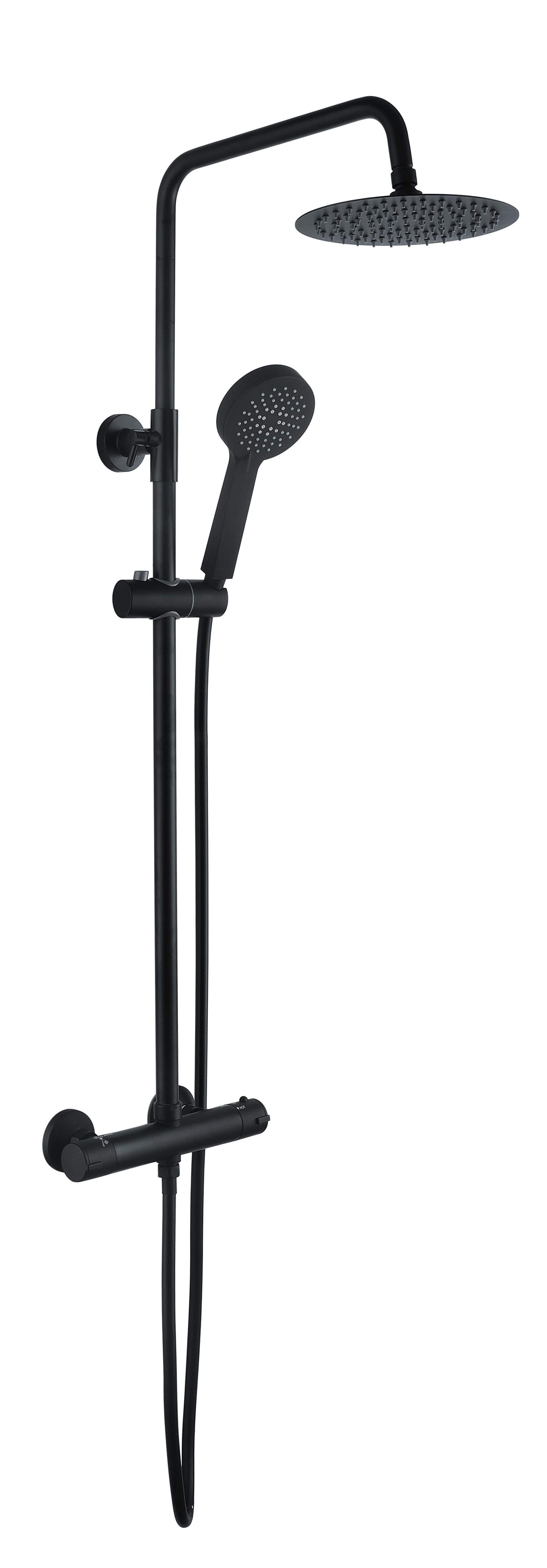 Barley Round Thermostatic Bar Mixer W/riser Kit - Matt Black