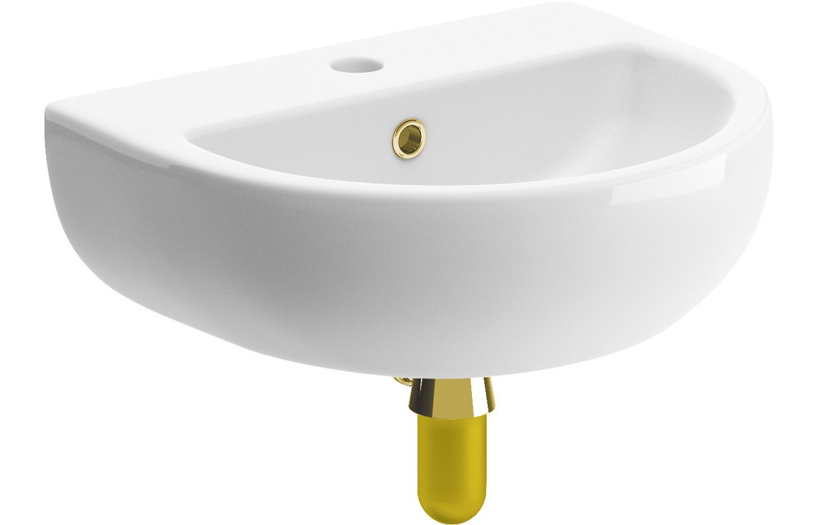 Mayfair 450x400mm 1th Cloakroom Basin & Brushed Brass Bottle Trap
